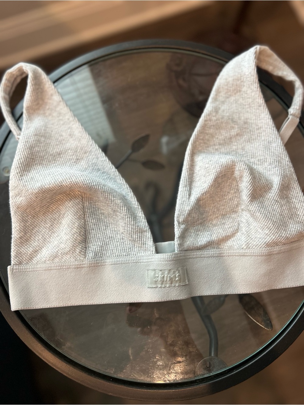 Skims Women's Light Gray Ribbed Wireless Bralette